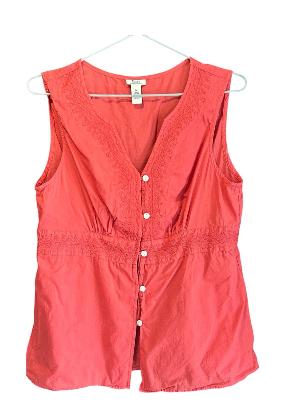 Bass Coral Button-Front Sleeveless Blouse